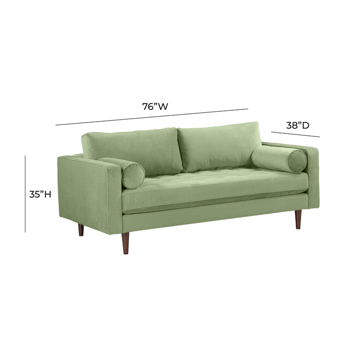 Cave Sage Green Velvet Loveseat