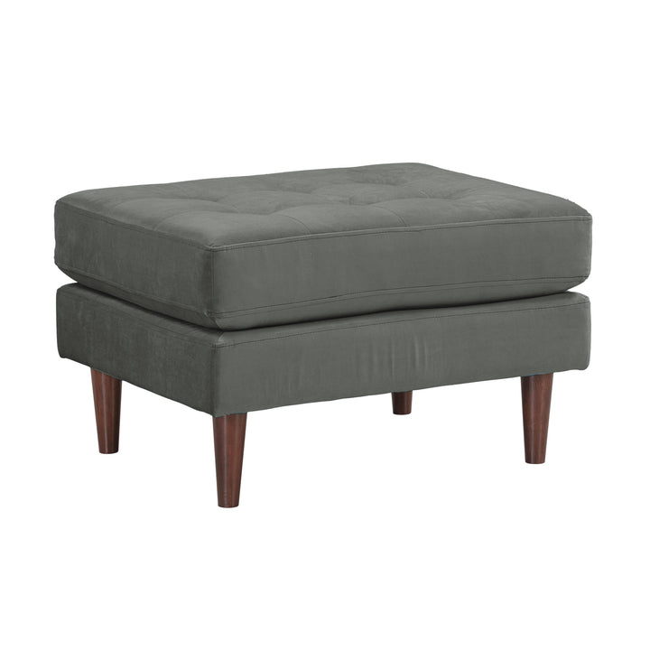 Cave Ash Gray Velvet Ottoman