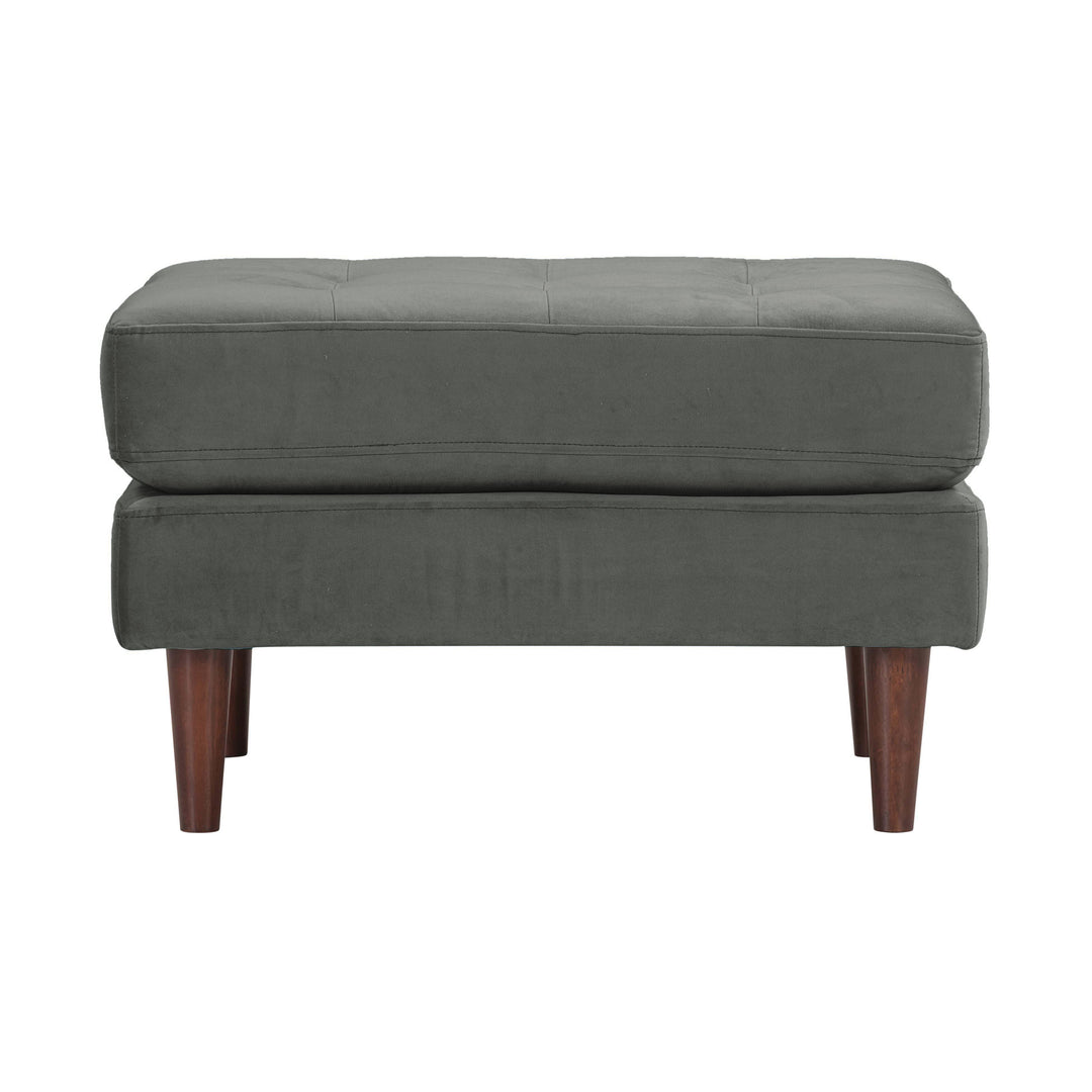 Cave Ash Gray Velvet Ottoman