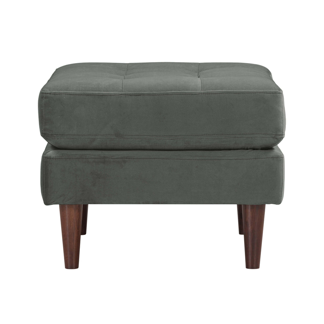 Cave Ash Gray Velvet Ottoman