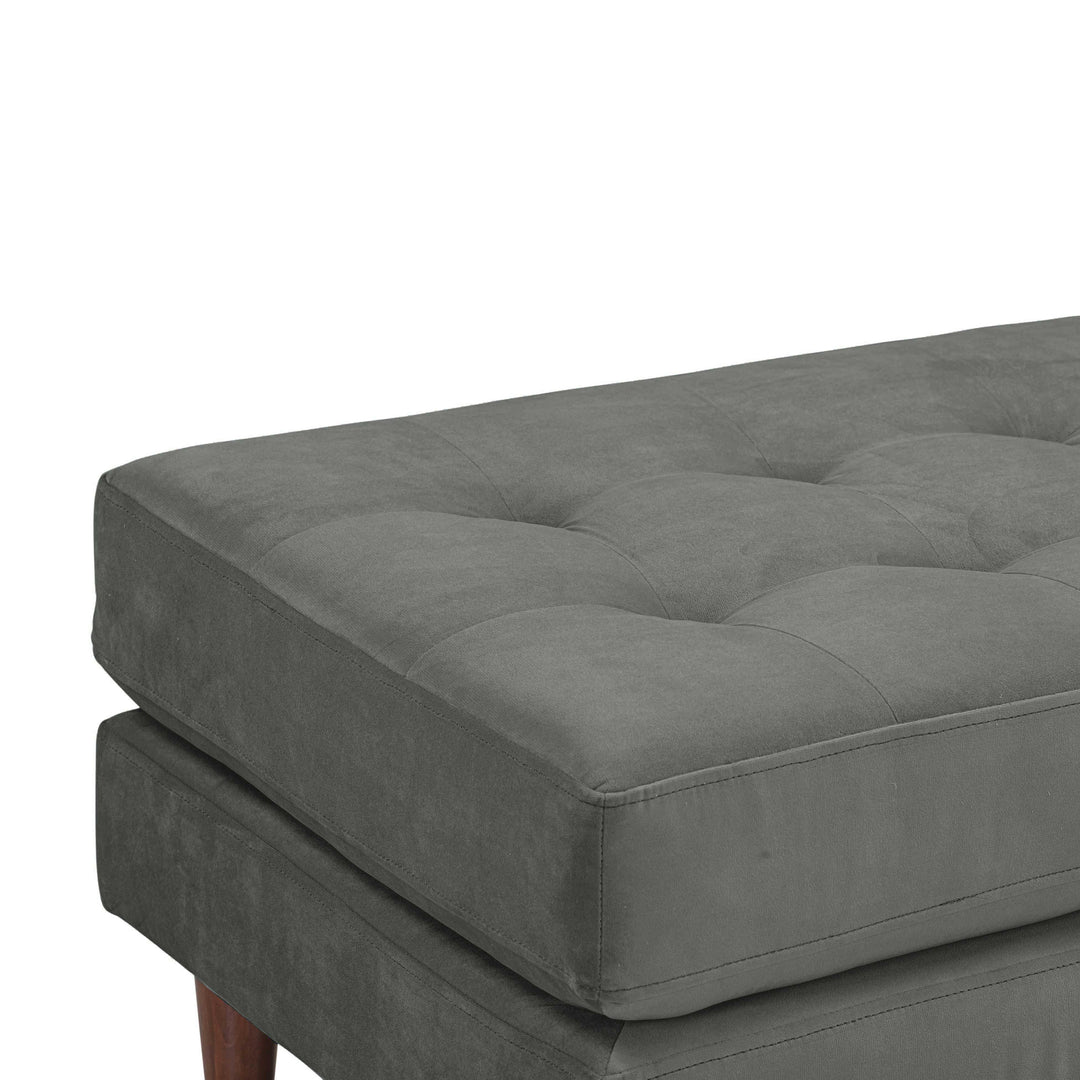 Cave Ash Gray Velvet Ottoman