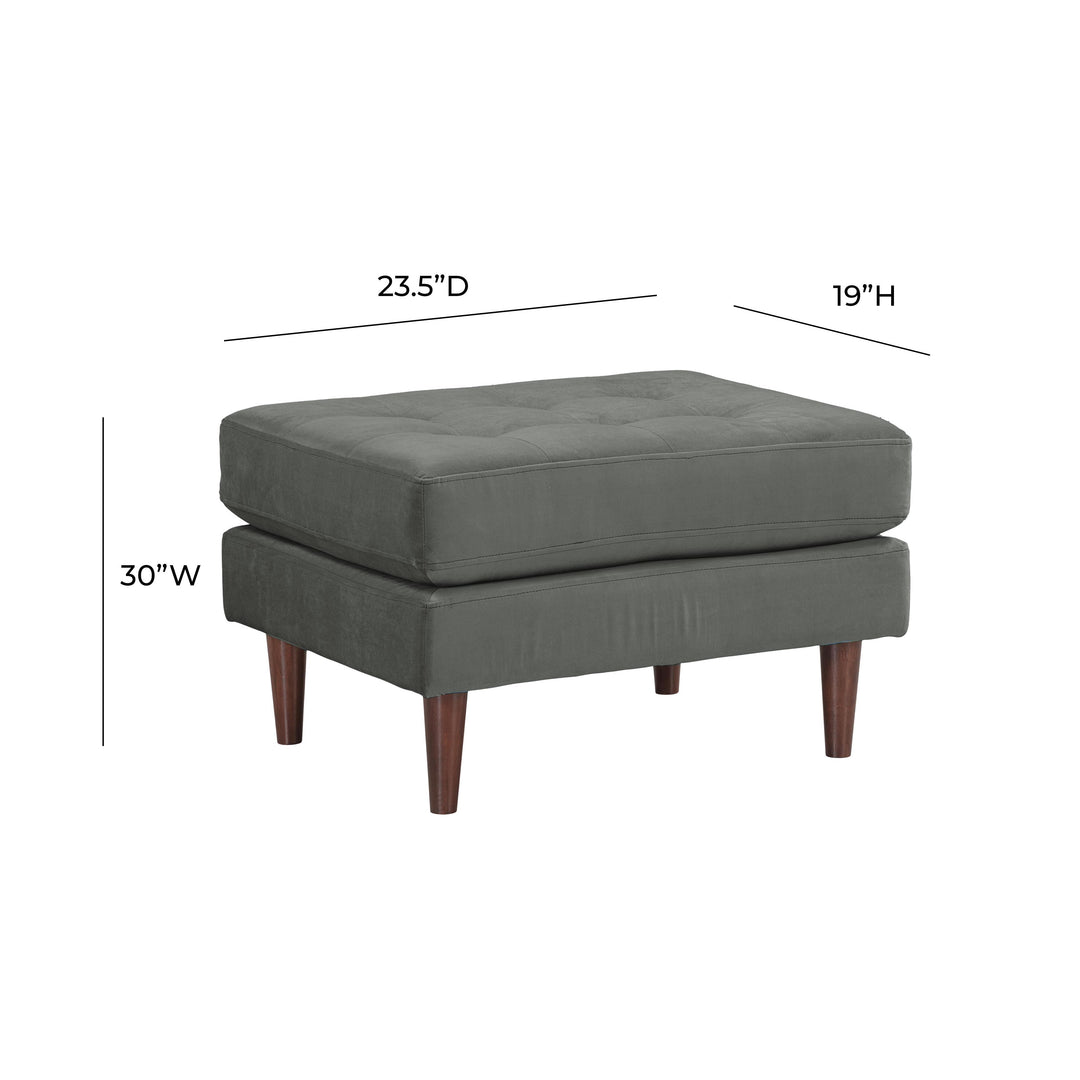 Cave Ash Gray Velvet Ottoman