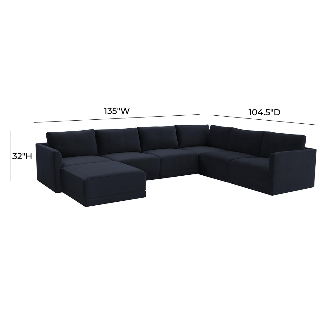 Willow Navy Modular Large Chaise Sectional