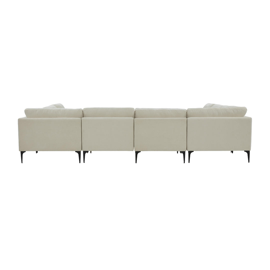 Serena Cream Velvet U-Sectional with Black Legs