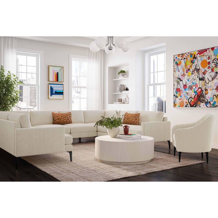 Serena Cream Velvet U-Sectional with Black Legs