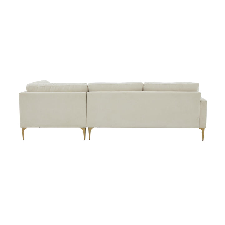 Serena Cream Velvet RAF Chaise Sectional