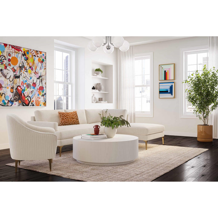 Serena Cream Velvet RAF Chaise Sectional