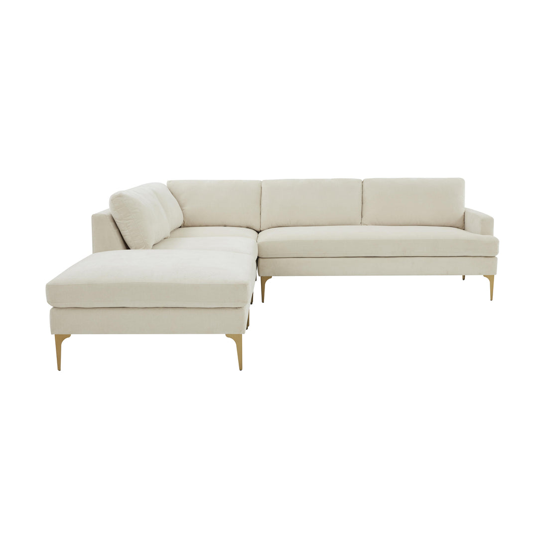 Serena Cream Velvet Large LAF Chaise Sectional