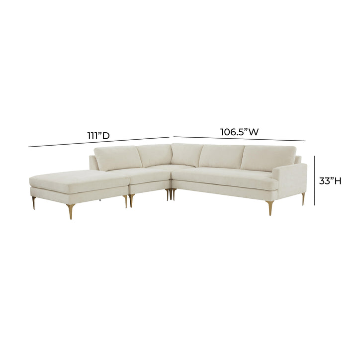 Serena Cream Velvet Large LAF Chaise Sectional