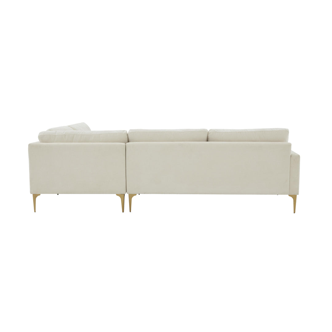 Serena Cream Velvet Large RAF Chaise Sectional