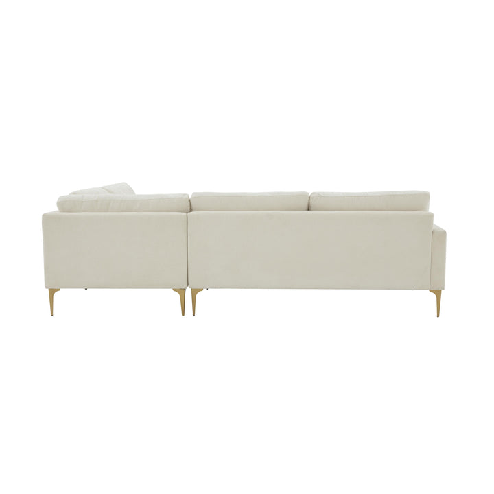 Serena Cream Velvet Large RAF Chaise Sectional