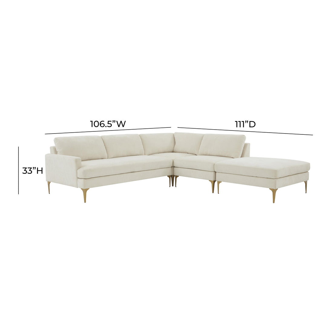 Serena Cream Velvet Large RAF Chaise Sectional