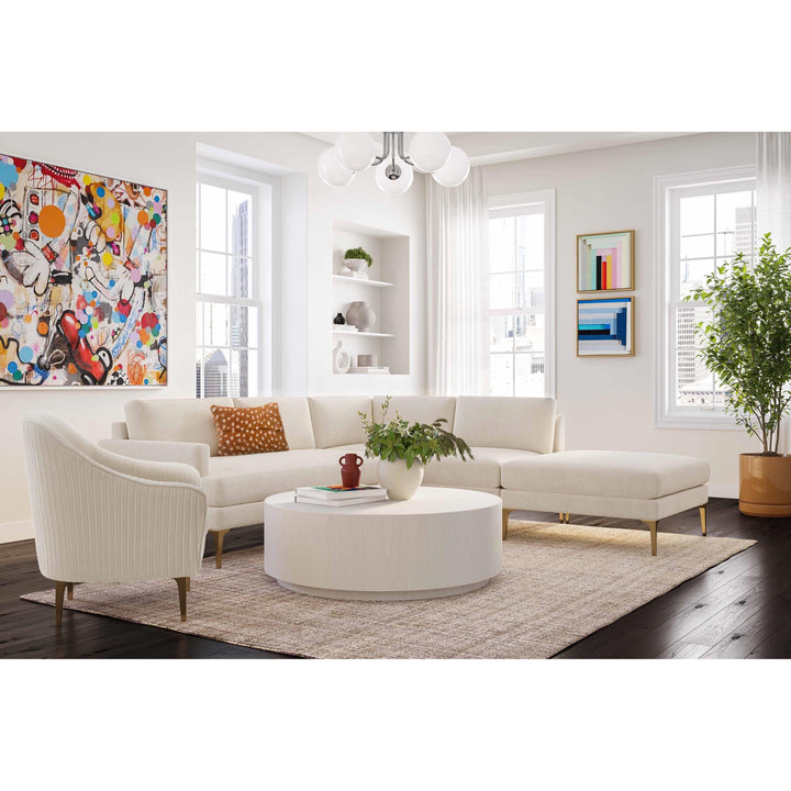 Serena Cream Velvet Large RAF Chaise Sectional