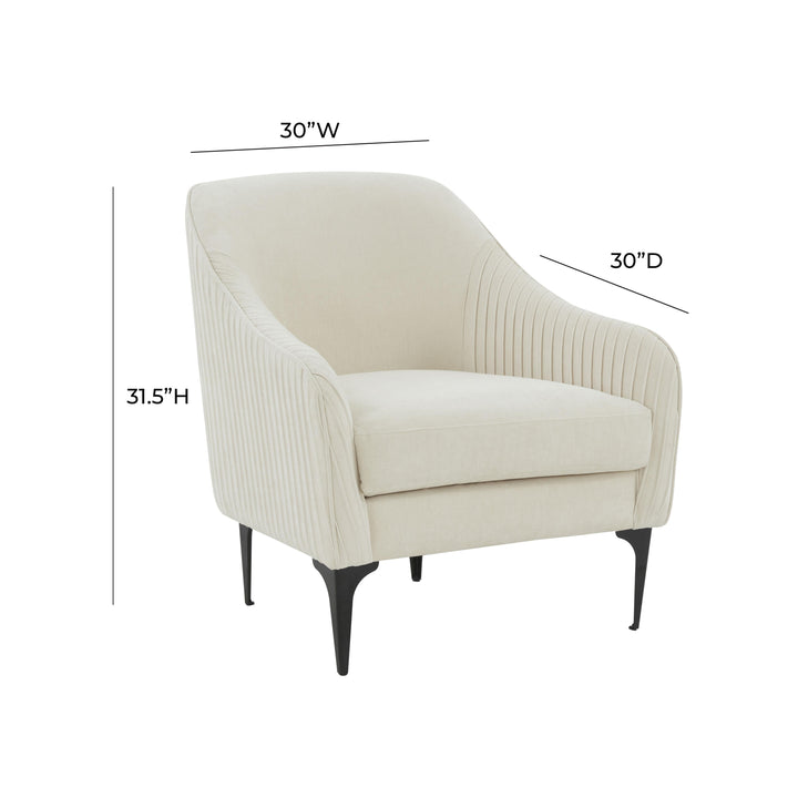 Serena Cream Velvet Accent Chair with Black Legs
