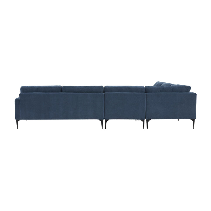 Serena Blue Velvet Large L-Sectional with Black  Legs