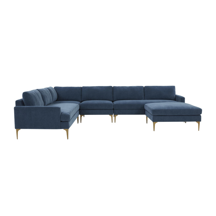 Serena Blue Velvet Large Chaise Sectional