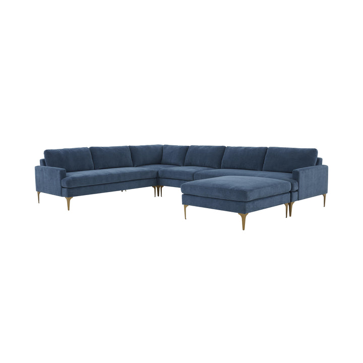 Serena Blue Velvet Large Chaise Sectional