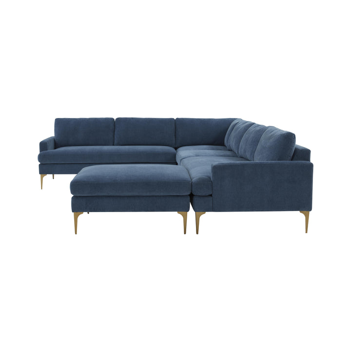 Serena Blue Velvet Large Chaise Sectional