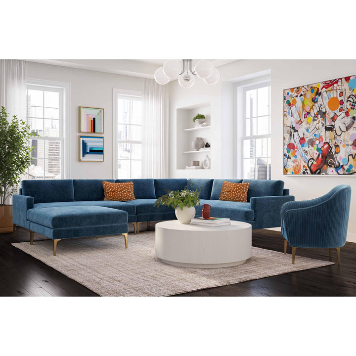 Serena Blue Velvet Large Chaise Sectional