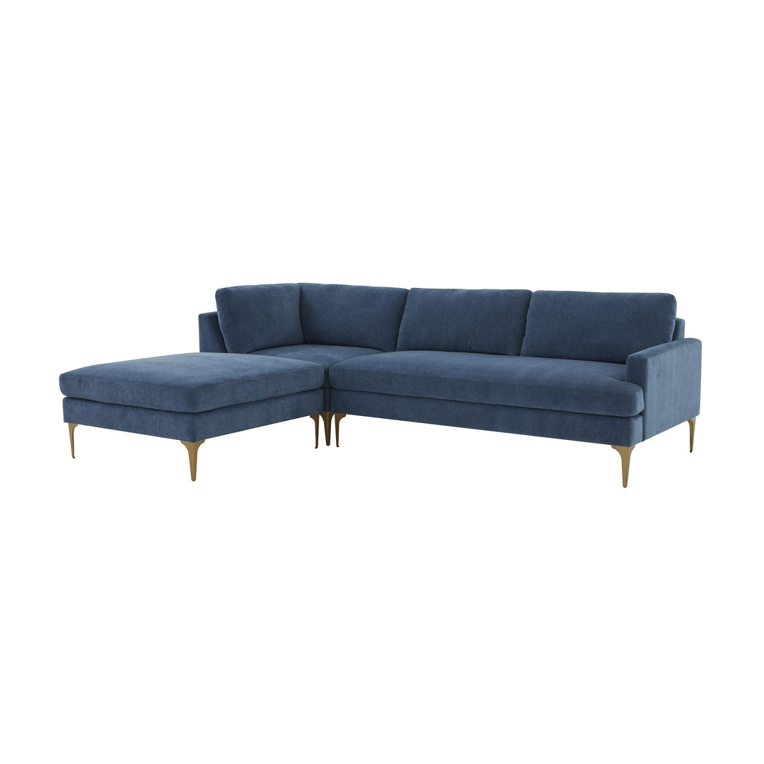 Serena Blue Velvet LAF Chaise Sectional