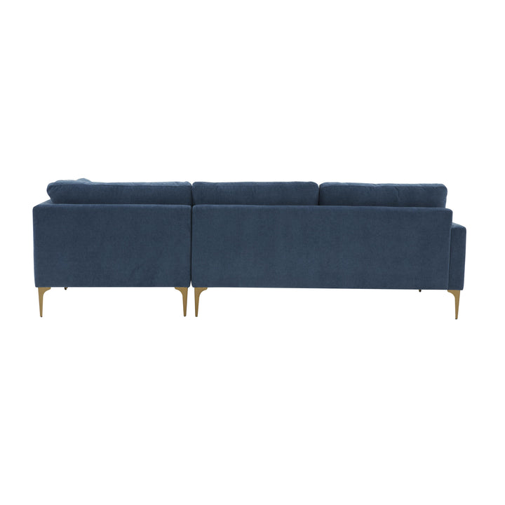 Serena Blue Velvet RAF Chaise Sectional