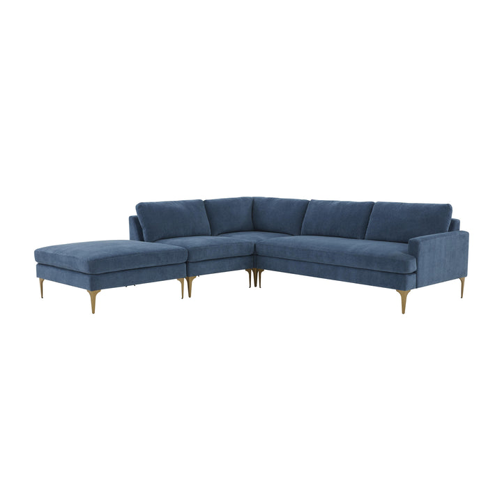Serena Blue Velvet Large LAF Chaise Sectional