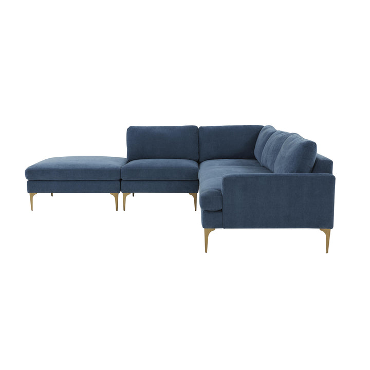 Serena Blue Velvet Large LAF Chaise Sectional