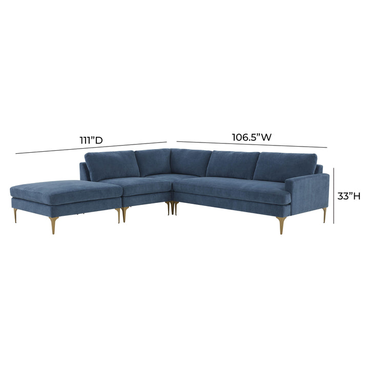 Serena Blue Velvet Large LAF Chaise Sectional