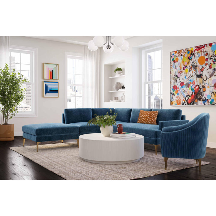 Serena Blue Velvet Large LAF Chaise Sectional