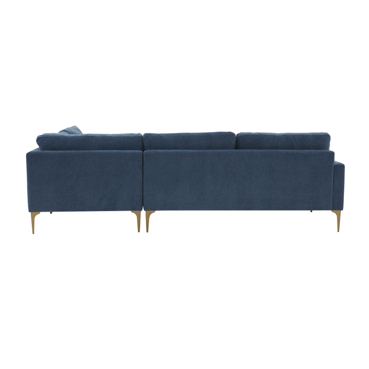 Serena Blue Velvet Large RAF Chaise Sectional