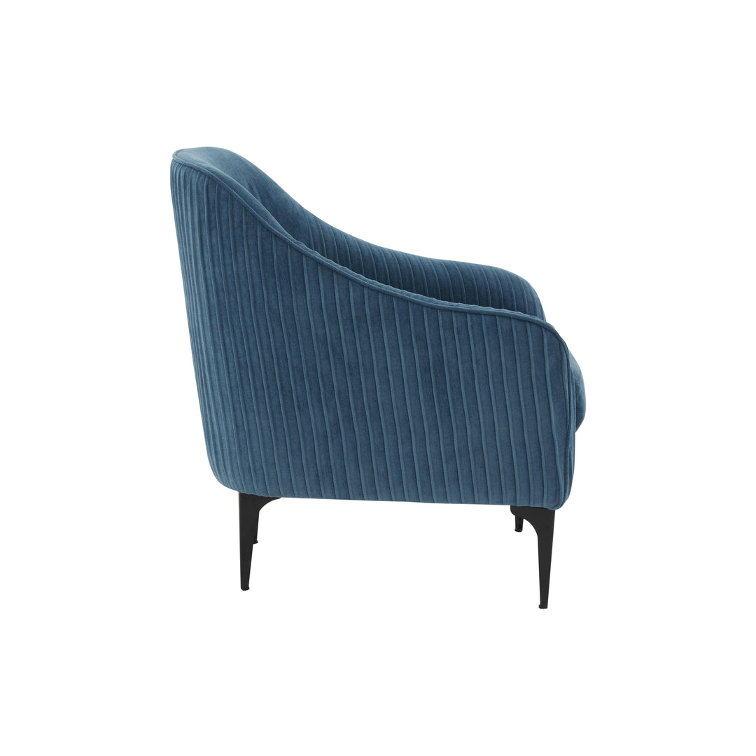 Serena Blue Velvet Accent Chair with Black Legs