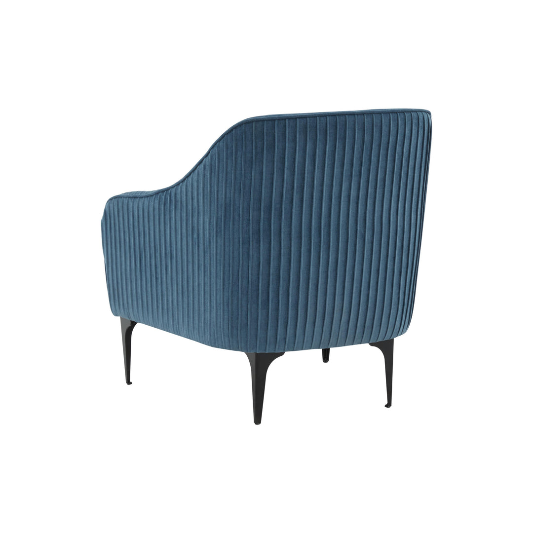 Serena Blue Velvet Accent Chair with Black Legs