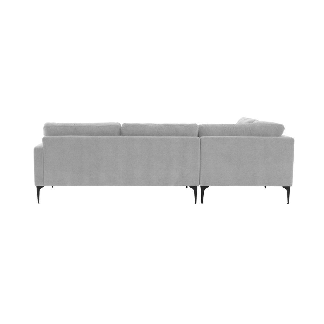 Serena Gray Velvet Large LAF Chaise Sectional with Black Legs