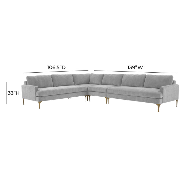 Serena Gray Velvet Large L-Sectional