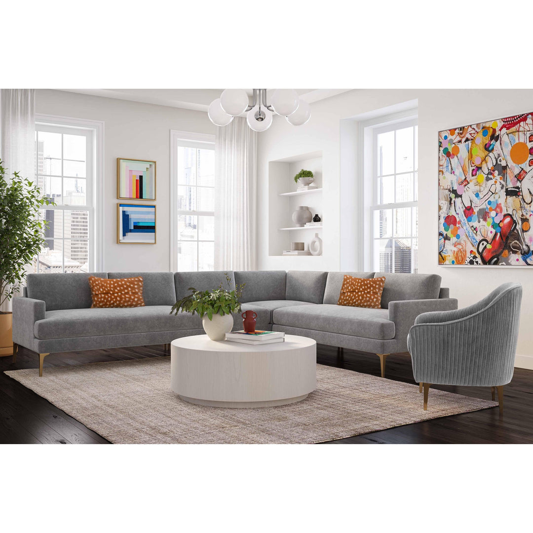 Serena Gray Velvet Large L-Sectional