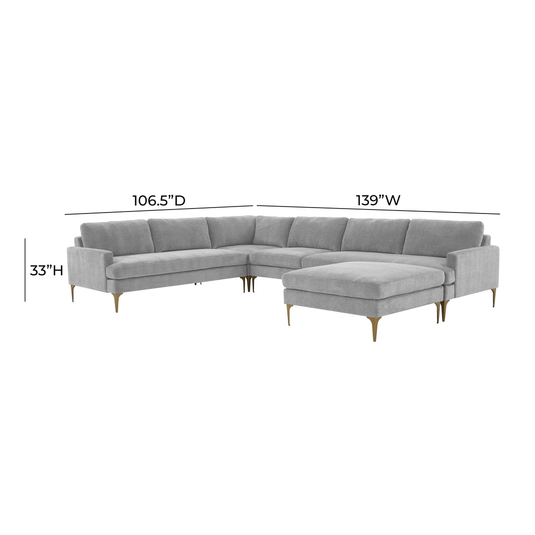 Serena Gray Velvet Large Chaise Sectional