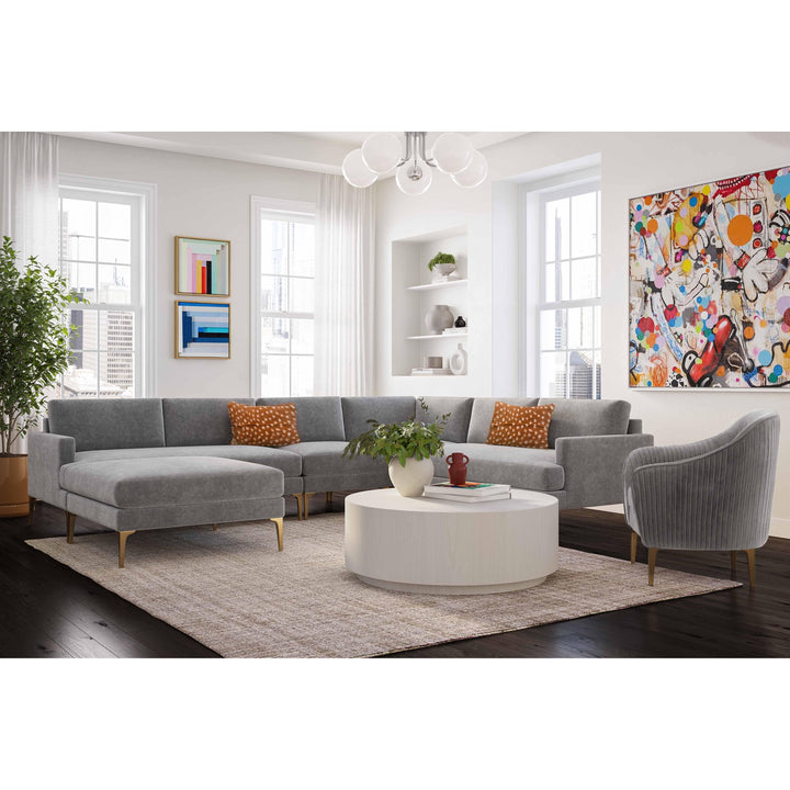 Serena Gray Velvet Large Chaise Sectional