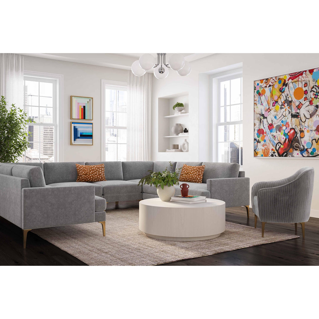 Serena Gray Velvet U-Sectional