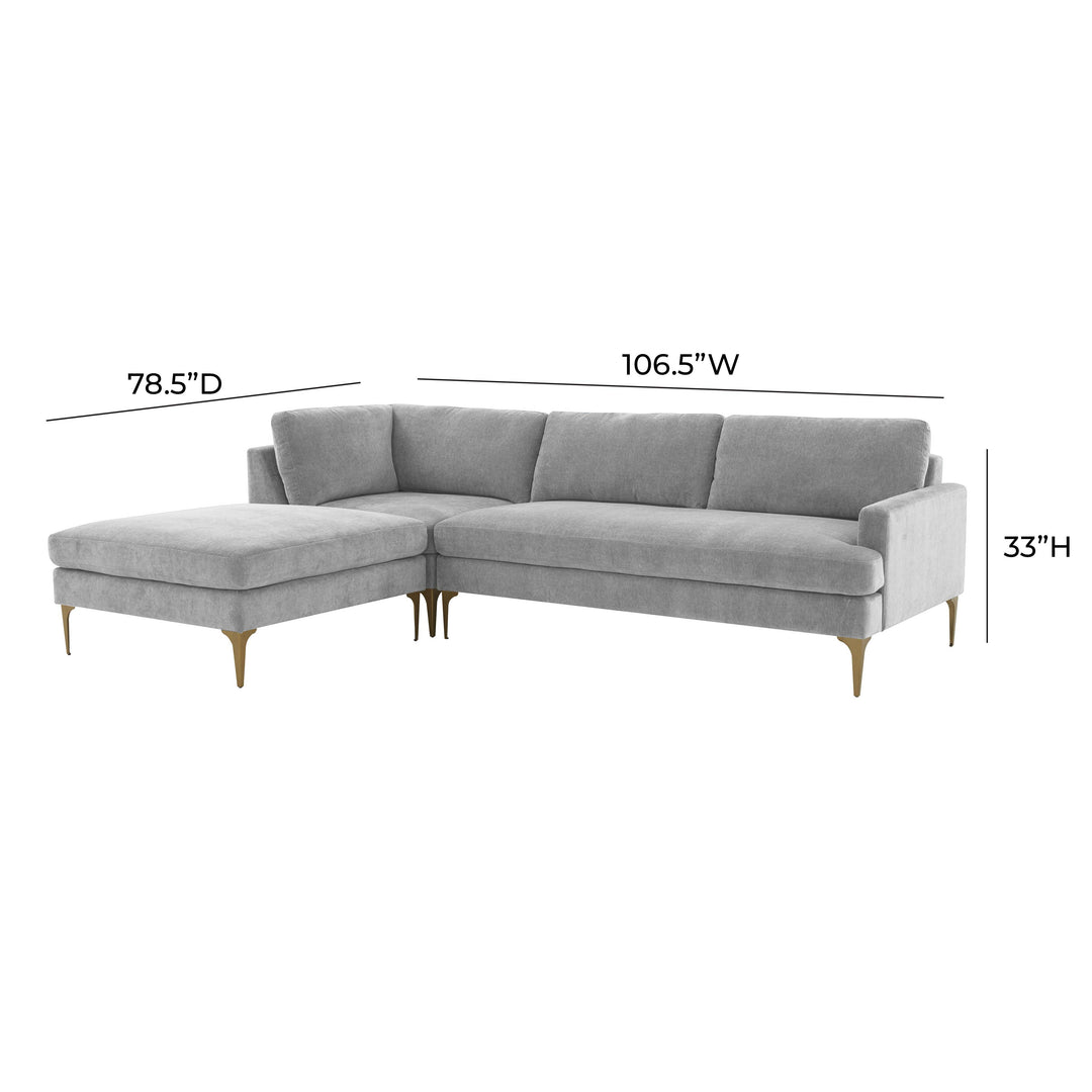 Serena Gray Velvet LAF Chaise Sectional
