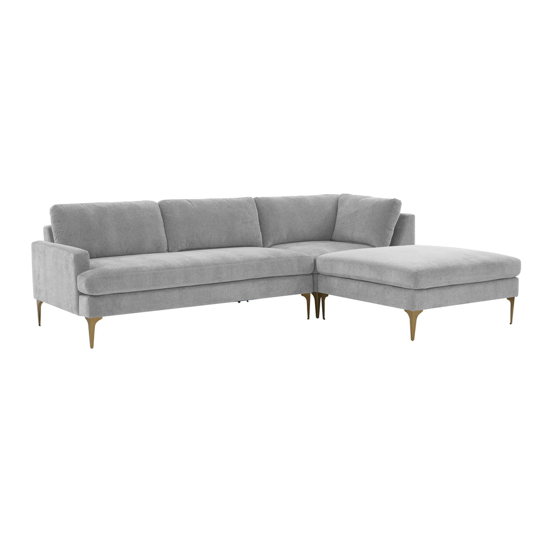 Serena Gray Velvet RAF Chaise Sectional