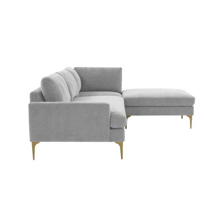 Serena Gray Velvet RAF Chaise Sectional