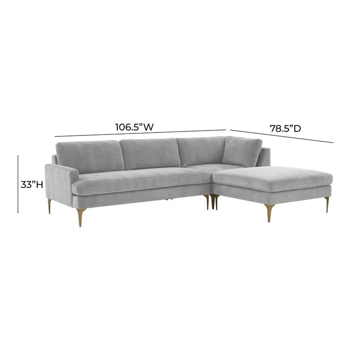 Serena Gray Velvet RAF Chaise Sectional