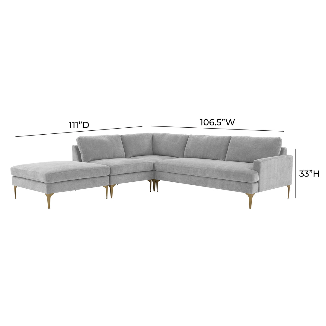 Serena Gray Velvet Large LAF Chaise Sectional