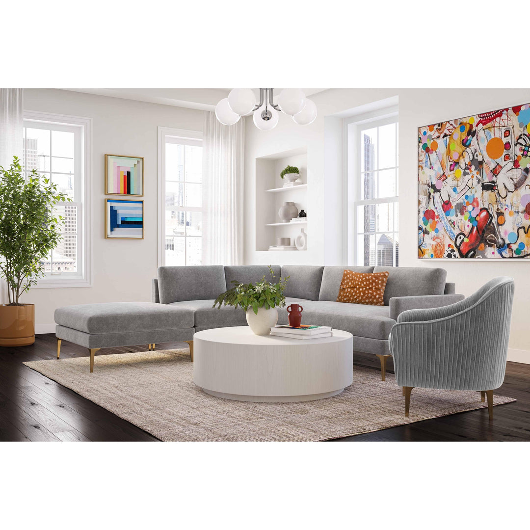Serena Gray Velvet Large LAF Chaise Sectional