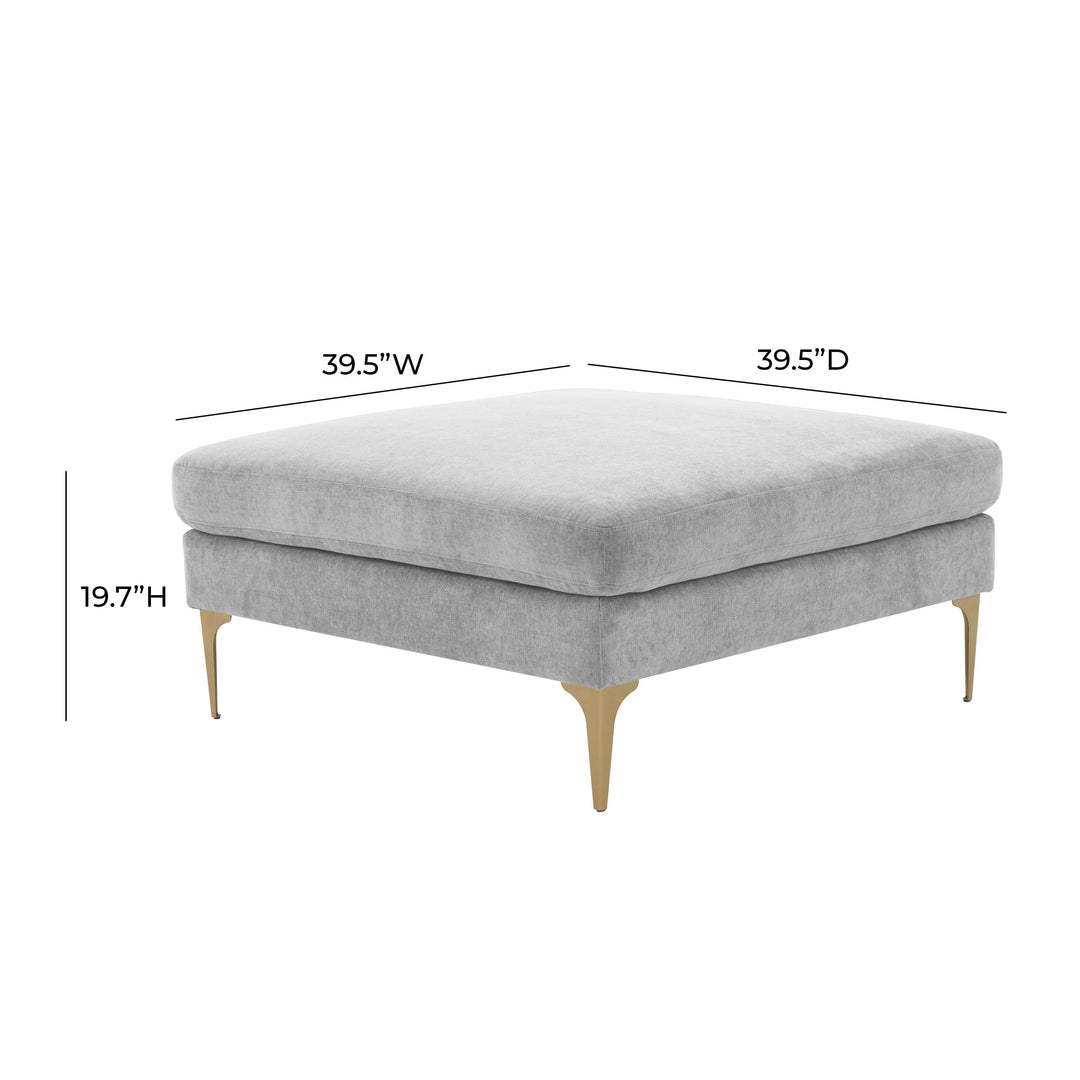 Serena Gray Velvet Ottoman
