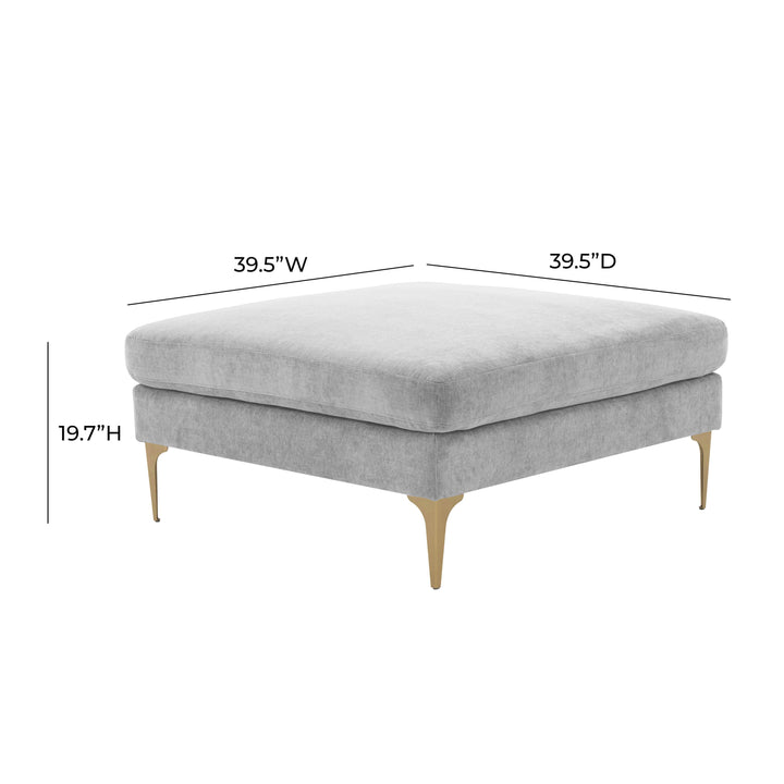 Serena Gray Velvet Ottoman
