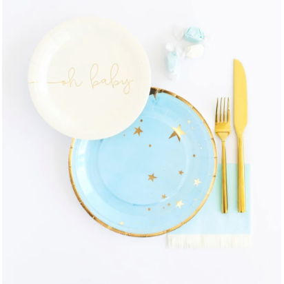Baby Blue and Gold Star Plate