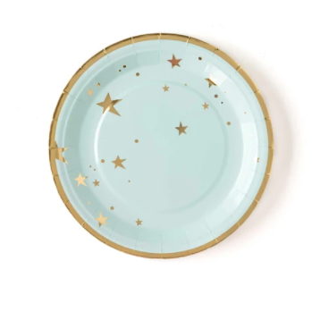 Baby Blue and Gold Star Plate