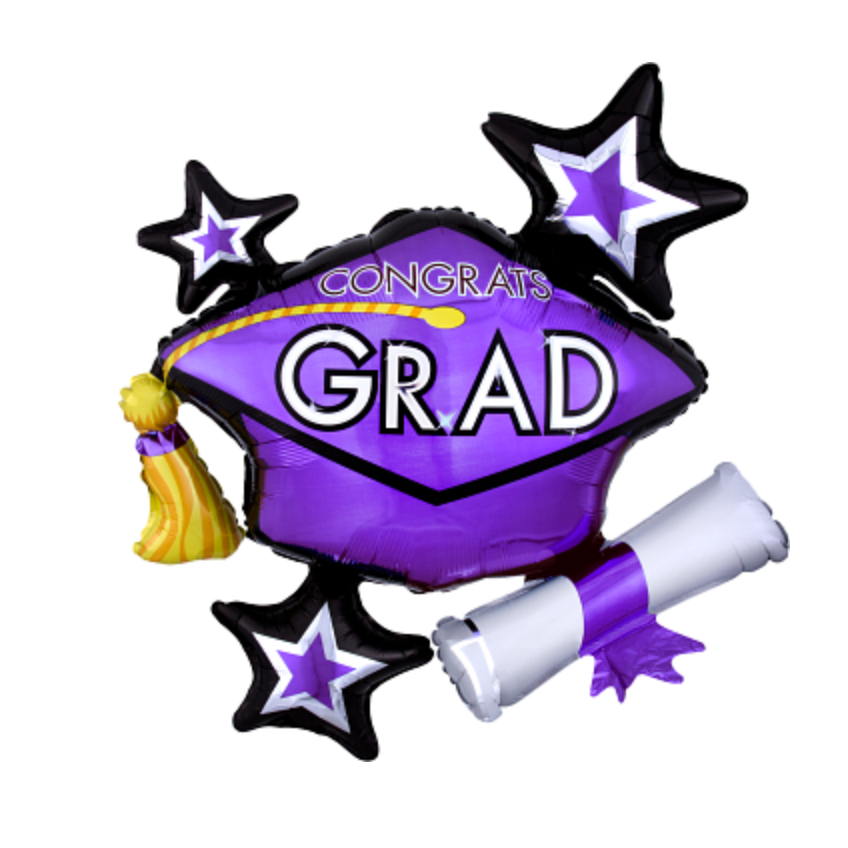 Purple Congrats Grad Cap Balloon