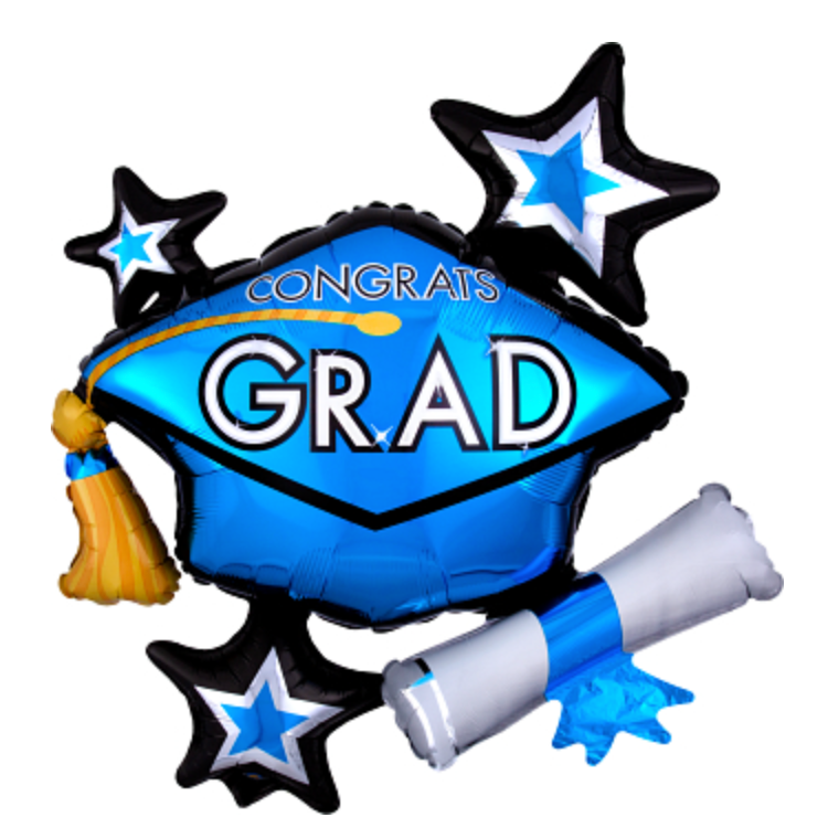 Blue Congrats Grad Cap Balloon